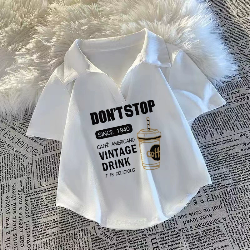 Белая футболка с короткими рукавами и воротником-поло для женщин, летняя футболка в корейском дизайне, утягивающий короткий сексуальный топ из хлопка