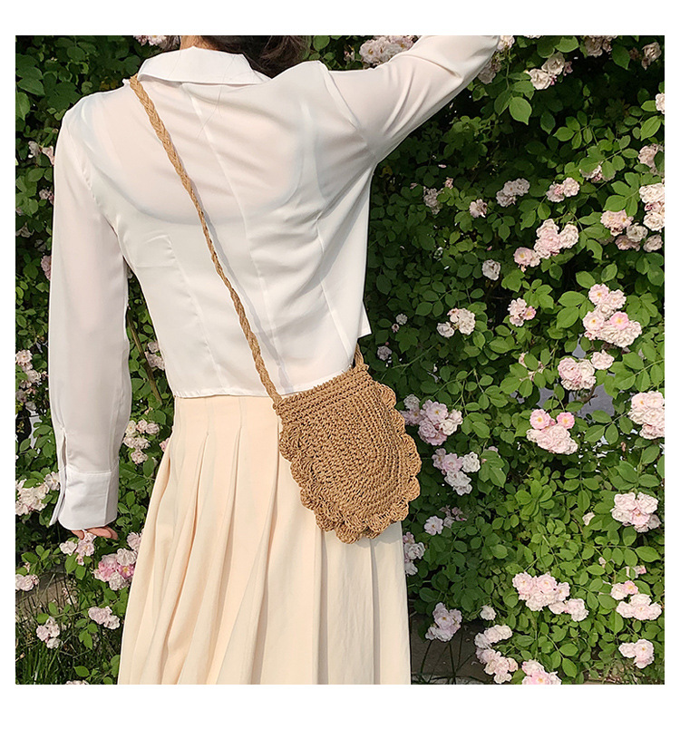 Women's Straw Solid Color Fashion Weave Square Zipper Straw Bag display picture 4