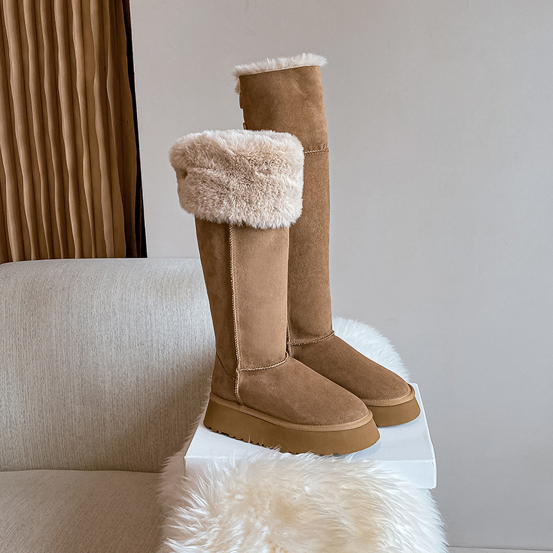 in stock and fast delivery ~ Long Barrel Snow Boots Women 2024 New fleece-lined Thick Cotton Shoes Thick Sole Two Knee-Wearing Boots Winter