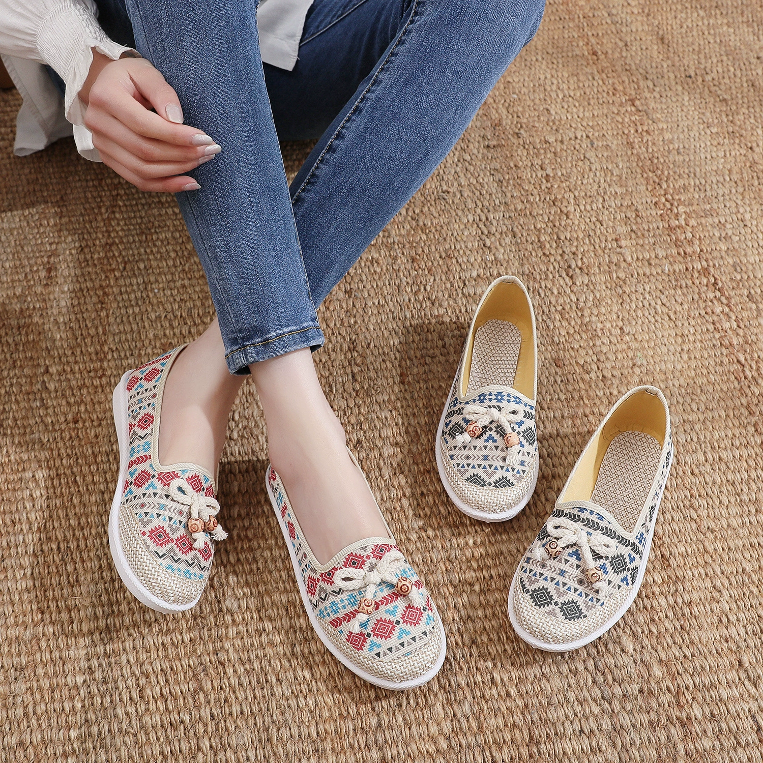 Тканевая обувь Old Beijing, женская летняя сетчатая обувь, дышащая обувь без шнуровки на мягкой подошве, повседневная Однослойная обувь для среднего и пожилого возраста