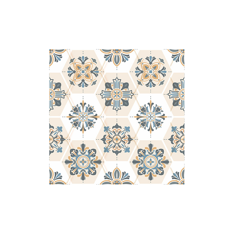 Ethnic Kaleidoscope Flower Pattern Lattice Tile Renovation Stickers display picture 7