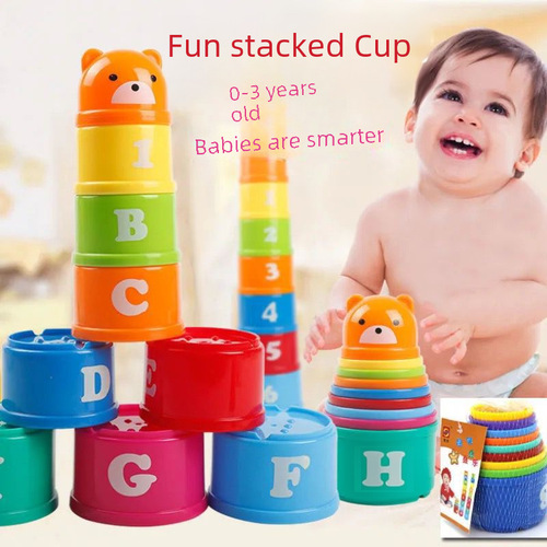 Early Education Teaching Tools for Kindergarten, Beneficial for Intelligence, Fun, Little Bear Stacking Cups, Stacking Fun, Layered Stacking Set