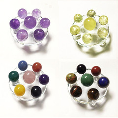 Natural White, Yellow, and Purple Crystal Balls Seven Star Formation, Various Crystals and Jade Home Entrance, Living Room, Office Desk Decor