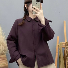 2025年冬款棉服女加棉加厚保暖衬衫外套宽松纯色新款棉衣韩版外套