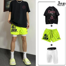青少年套装男夏新款美式潮牌运动篮球两件套休闲新款短袖三分短裤