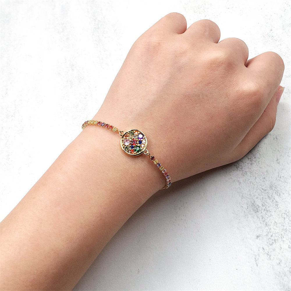 wholesale jewelry round zircon pendant splicing copper bracelet nihaojewelry