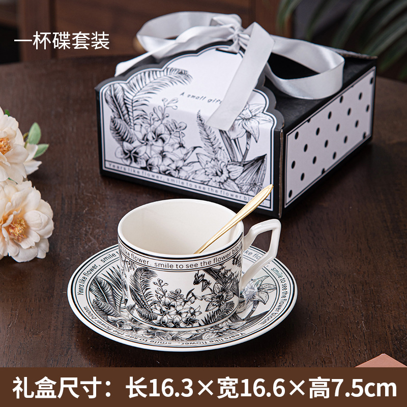 Taza de café de cerámica de punto de onda lujosa, taza de alta calidad, taza de té, plato, caja de regalo transfronteriza