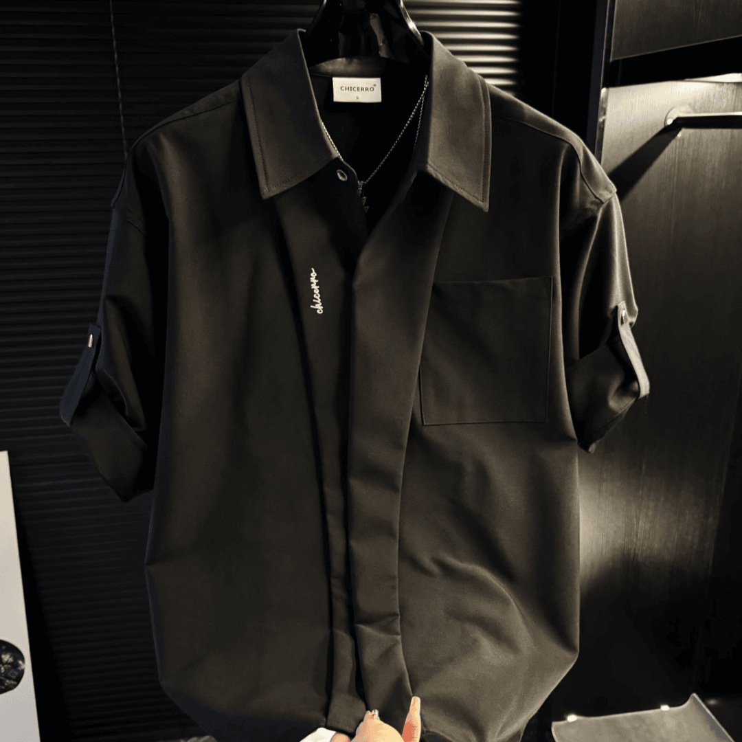 Light and Mature Style Ice Silk Short-Sleeved Shirt for Men, Summer High-End Korean Style Lapel Versatile Shirt, Loose White Top