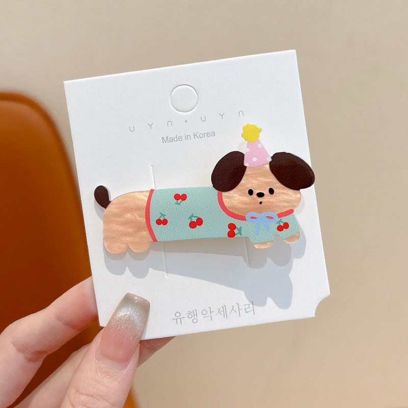 Clipper de cabello de perro manchado fresco dulce lindo animal caricatura gato no daña el cabello lateral fijado cabello de mujer