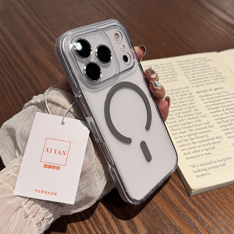 自带镜头膜适用17Promax手机壳磁吸新款护眼iphone16Pro镜头保护壳透明散热男15PM手机套高级14超火女橙外壳|undefined
