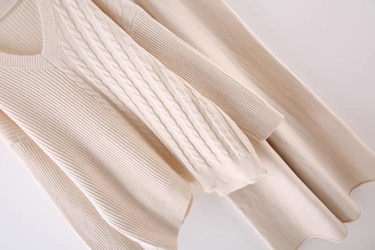 Women's Pant Sets Knitted Pullover Sweater And Wide Leg Trousers_voghion.com