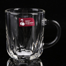 批发红樱桃创意礼品玻璃杯透明玻璃茶杯带把家用玻璃把杯套装
