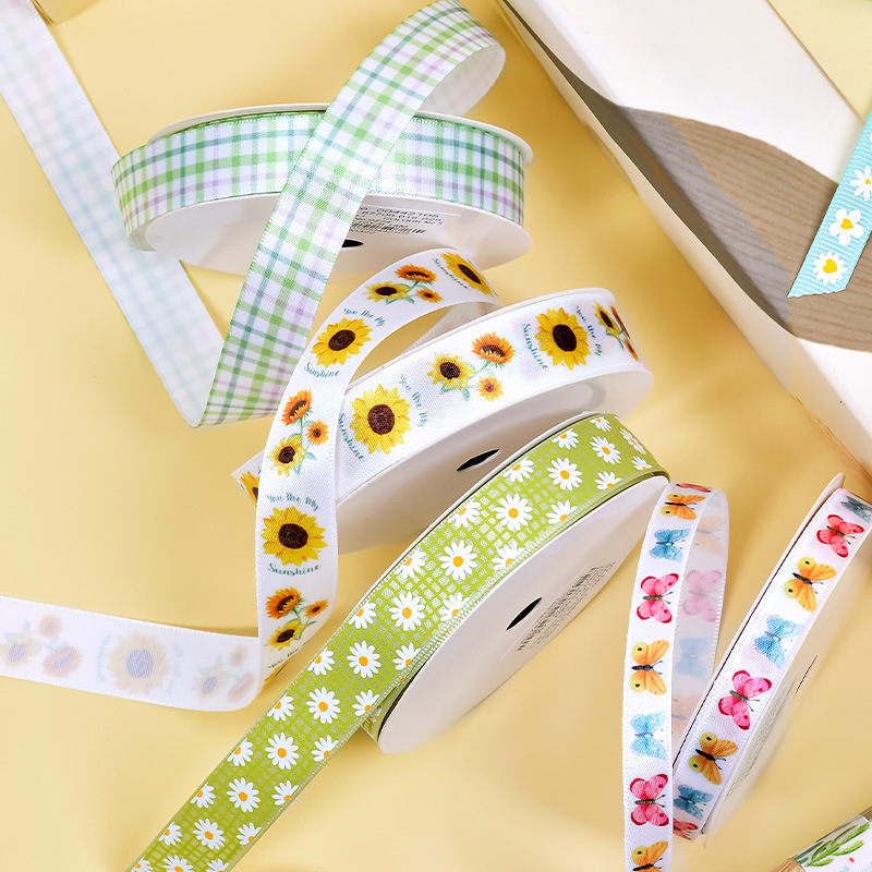 Cintas personalizadas tecnología de transferencia térmica un rollo de logotipo personalizado impresión de flores pastel de estilo nacional personalizado cinta