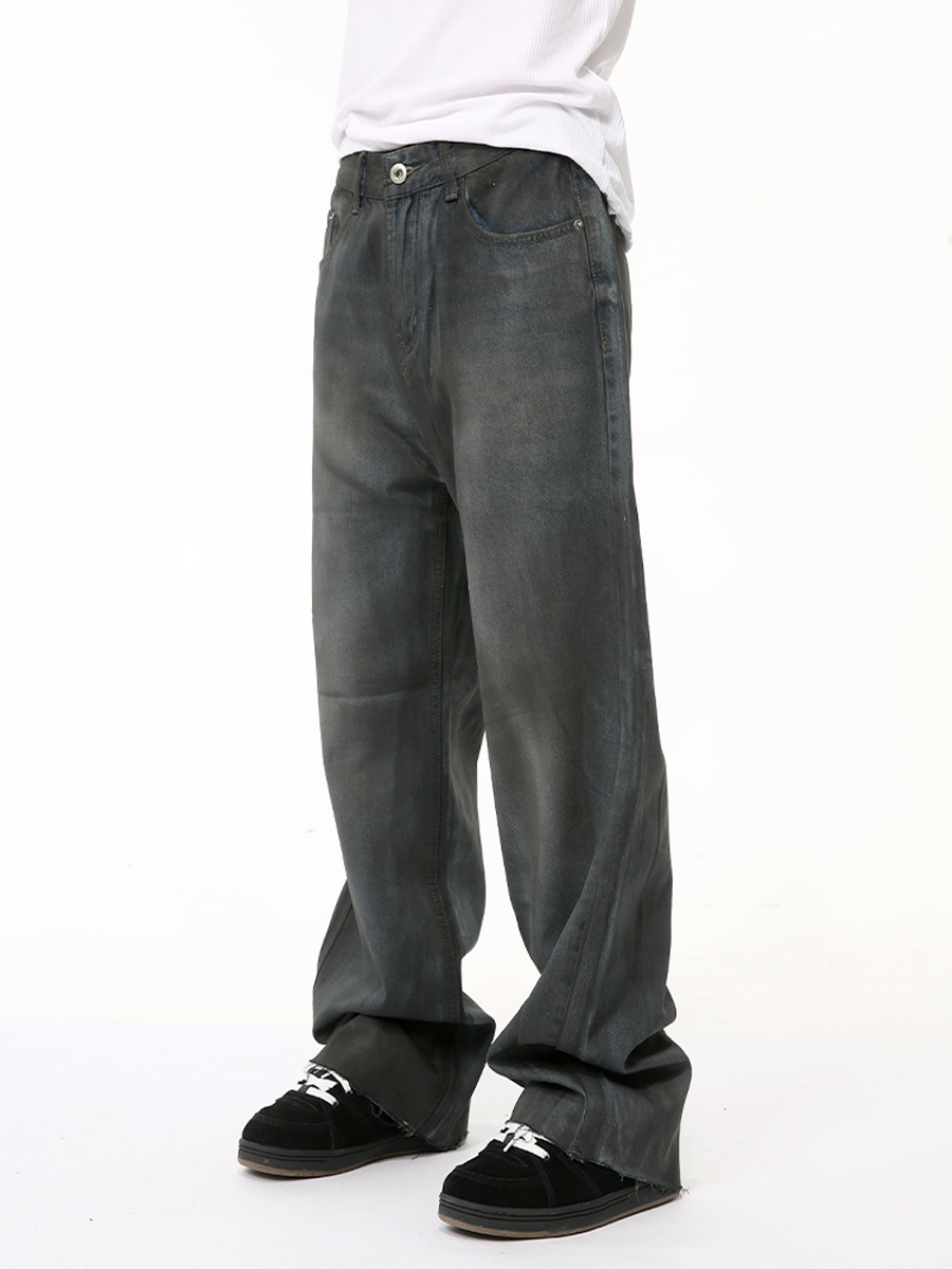 MTLCLOTHES Hombres| 2024 verano nuevos productos estadounidenses hacer viejo revestimiento retro de moda vaqueros lavados en agua