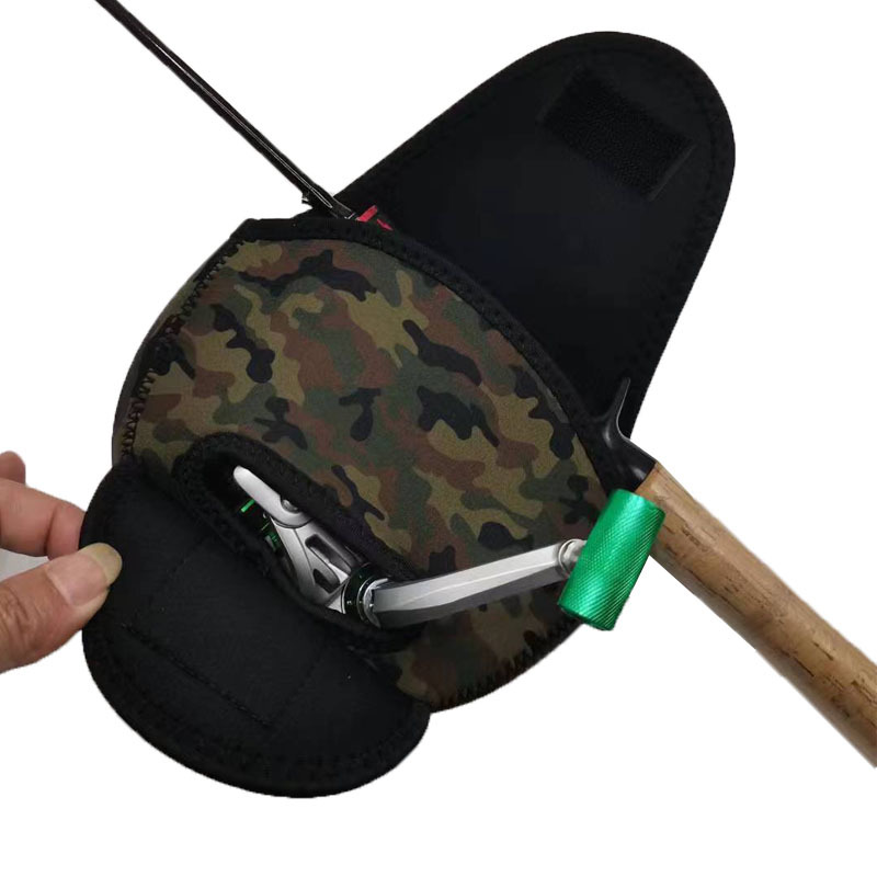 Best-selling spinning wheel bag with diving material, camouflage universal one-size fishing wheel protector, spinning fishing bag
