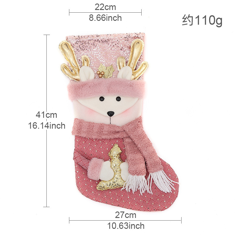 Calcetines de Navidad transfronterizos calcetines de regalo para niños colgantes de árbol de Navidad bolsas de caramelo decoración colgantes de decoración para el hogar de Navidad image 22