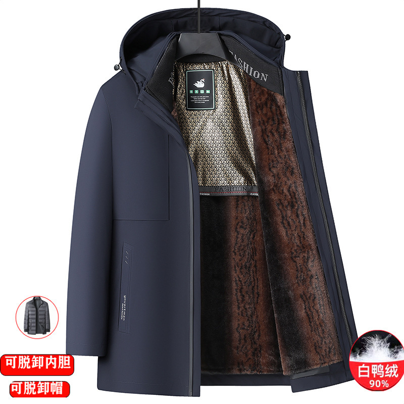 90 White Duck down Middle-Aged and Elderly down Jacket Men's Thickeneded Dad Wear 2023 Autumn and Winter Casual Removable Thickeneded Jacket