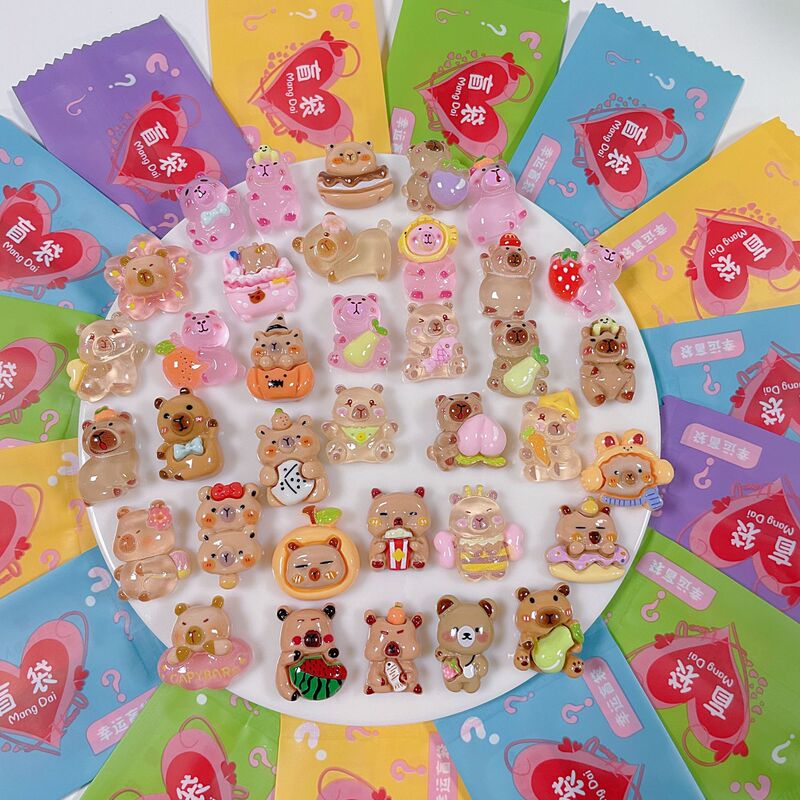 かわいい漫画カピバラ発光ブラインドバッグ発光小さなギフト子供のおもちゃアクセサリー小さなアクセサリートレンディなブラインドボックス|undefined