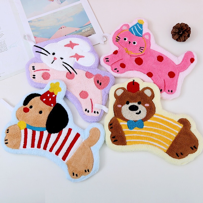 Cross-border cat dog towel cute kitchen high-value rag ins cartoon hanging absorbent thick handkerchief Cross-border cat dog towel cute kitchen high-value rag ins cartoon hanging absorbent thick handkerchief