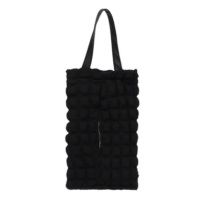 cute puff grid car chair: Car tissue box/set - puff-grid-hanging-tissue-box-black