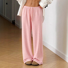 AD142 亚马逊跨境夏季新款粉色甜美宽松裤阔腿休闲百搭显瘦休闲裤