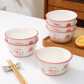 陶瓷碗可爱高颜值米饭碗餐厅家用饭碗汤碗大面吃面碗白瓷碗耐高温