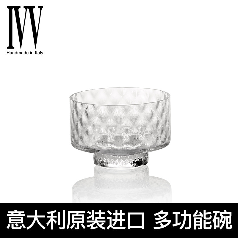 Italian Ivv Imported Crystal Glass Decorative Bowl Creative Salad Bowl Large Simple Dining Table Flower Fruit Plate Xyz