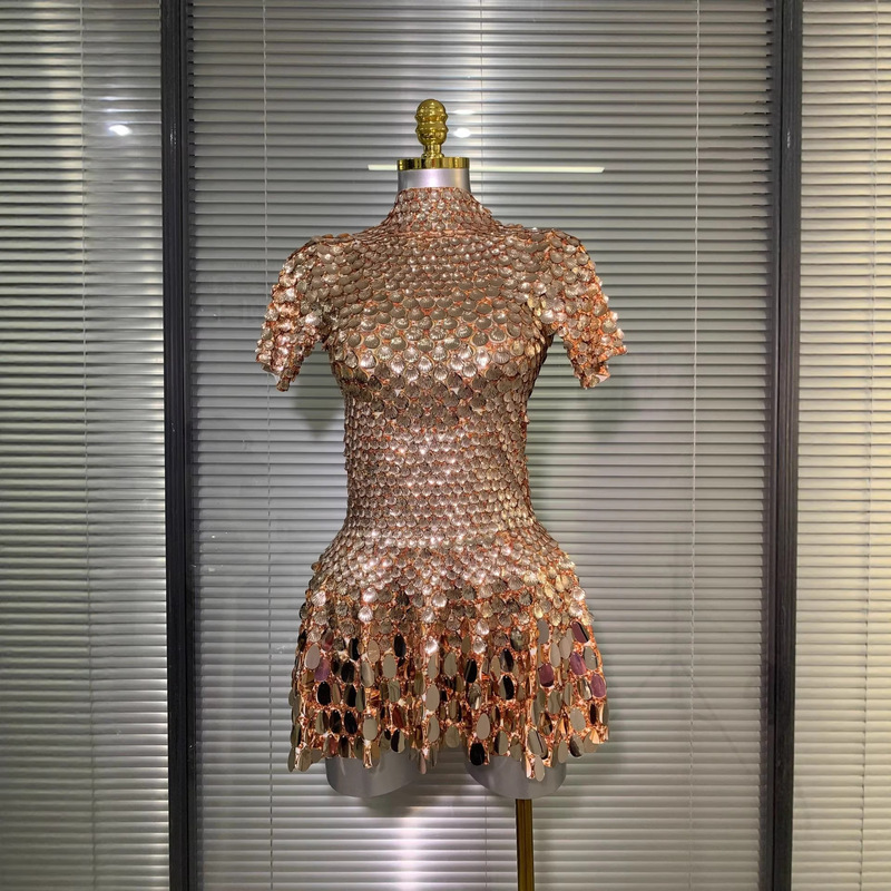 Cross-Border Shell Sequin Gold Dress Birthday Celebration Dress Stage Performance Singer Celebrity Party Performance Outfit