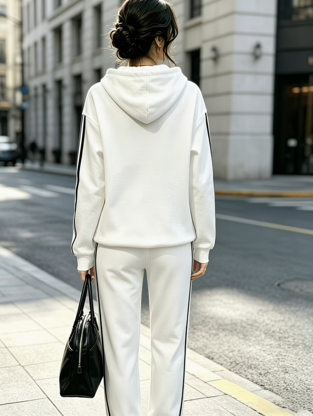 Women's New Casual Retro-style Print Hooded Sweatshirt And Casual Trousers Two-piece Set_ecoleips.com