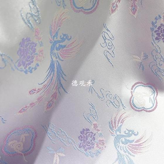 Purple Phoenix Ruyi Moire Fabric Human Silk Jacquard Brocade Shirt Cheongsam National Style Tang Suit Weekly Suit Fabric