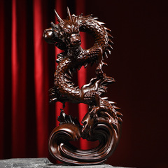 Wood Carving Dragon Year Decorative Shelf, Natural Wood Head Carving, Chinese Zodiac Home Decor, Living Room Desk, Office Opening Gift