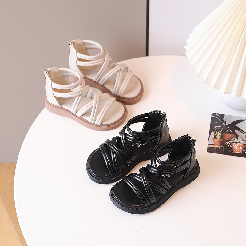 Sandalias romanas para niña, novedad de verano 2024, zapatos de bebé a la moda: zapatos de princesa con punta abierta para niños grandes y niñas pequeñas_voghion.com