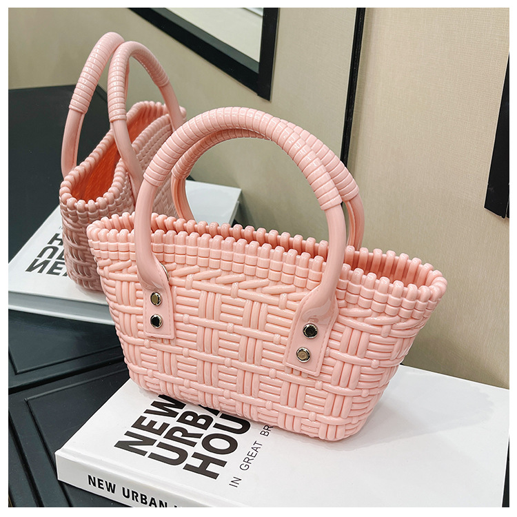 2025 New trendy and versatile crossbody mini vegetable basket jelly bag, fashionable hand-held woven bag, mini tote women's bag undefined