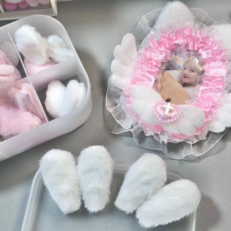 귀여운 봉제 고양이 귀 액세서리 토끼 귀 수제 DIY 카드 세트 레이스 레이스 DIY 소재 바 세트 액세서리.