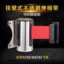 不锈钢挂壁式线轴2米挂墙一米线隔离带警戒线伸缩带3收银台护栏5m