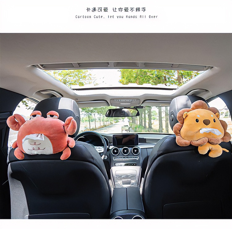 Creative Cartoon Hanging Car Tissue Box, Cute Internet-Famous Car Tissue Holder for Men and Women