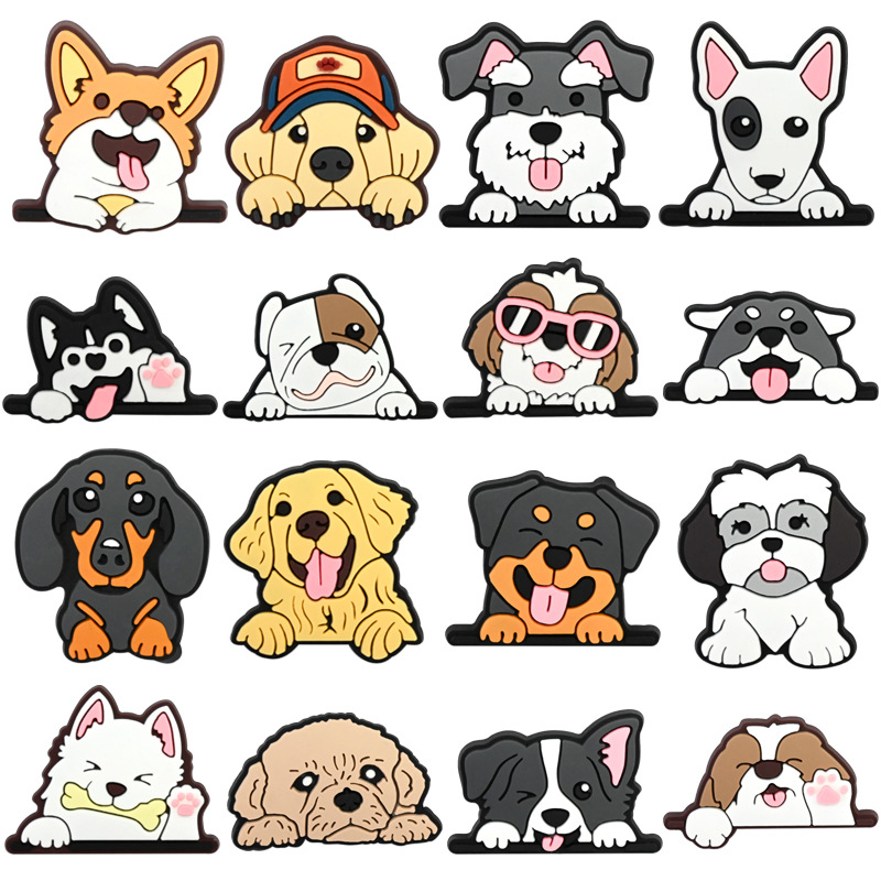 Shiba Inu 애완견 구멍 신발 PVC 부드러운 고무 신발 꽃 분리형 장식 신발 버클 DIY 휴대 전화 케이스 액세서리 재고 있음