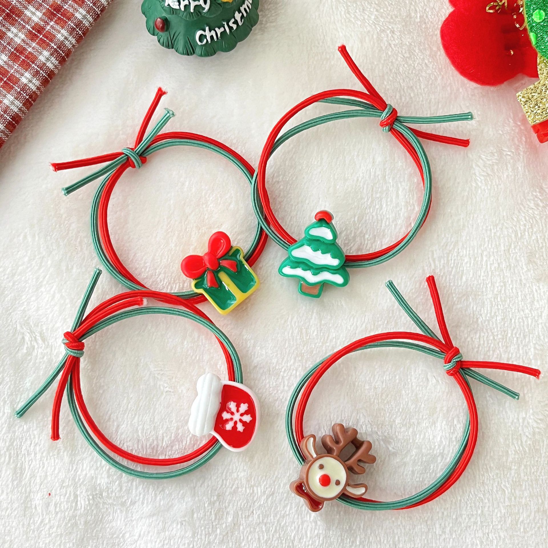 Fashion Santa Claus Gingerbread Snowman Elastic String Handmade Hair Tie 1 Piece display picture 1