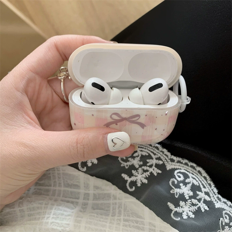 Розовый кожух из клейм IMD + кольцо для AirPods 1/2/3, AirPods Pro 2 & Pro - защитный чехол