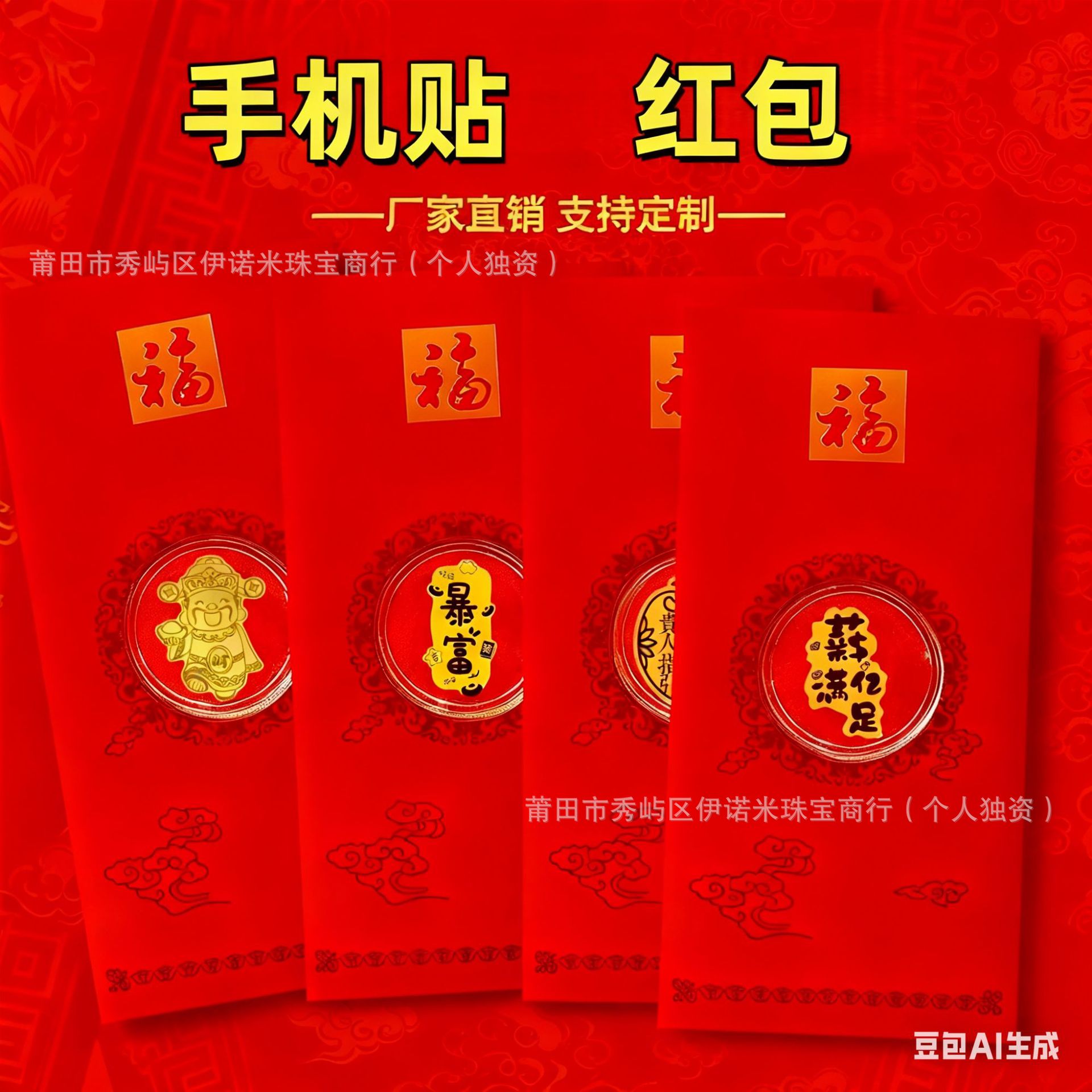 2026 Year of the Horse Pure Gold Mobile Phone Sticker Gold Foil Red…