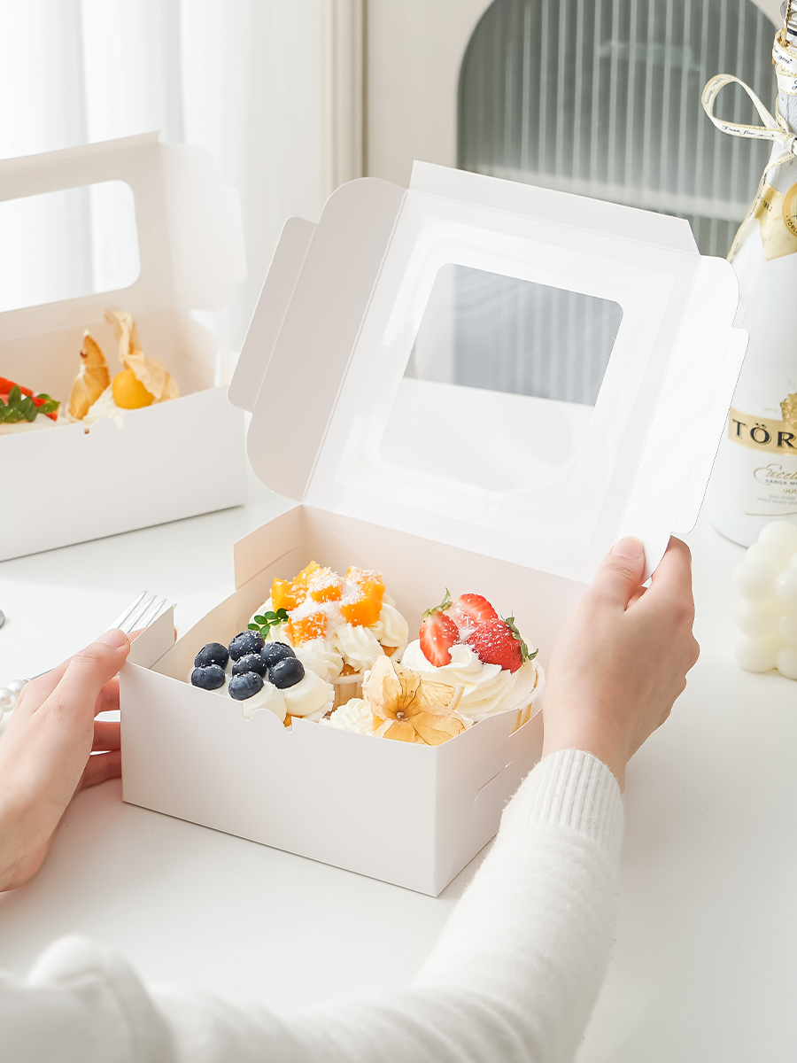 Caja de embalaje de cupcake, taza horneada, postre, muffin, ventana abierta transparente, 2 / 4 / 6 / 12, caja de embalaje