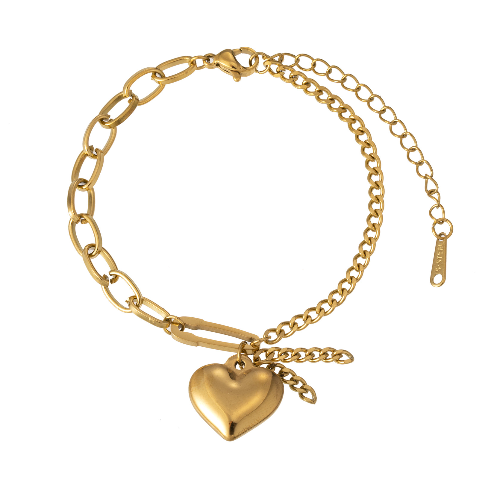 Simple Style Heart Shape Titanium Steel Plating Bracelets 1 Piece