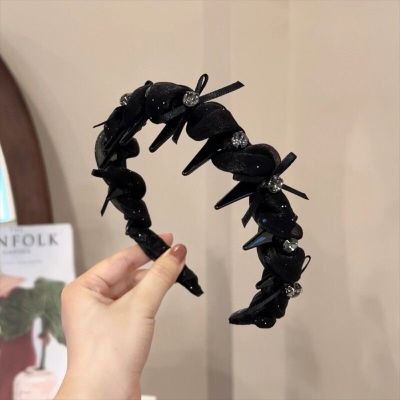 高级感薄纱缠绕发箍百搭氛围感轻奢水晶蝴蝶结头箍气质发卡发饰女|undefined
