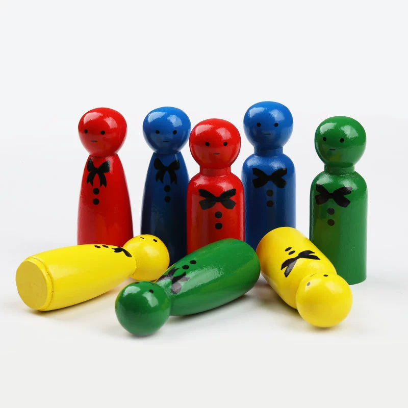 Креативный красочный маленький деревянный человечек 75 мм, деревянные украшения для человечков, детские развивающие мелкие предметы, деревянная кукла с бантом и принтом