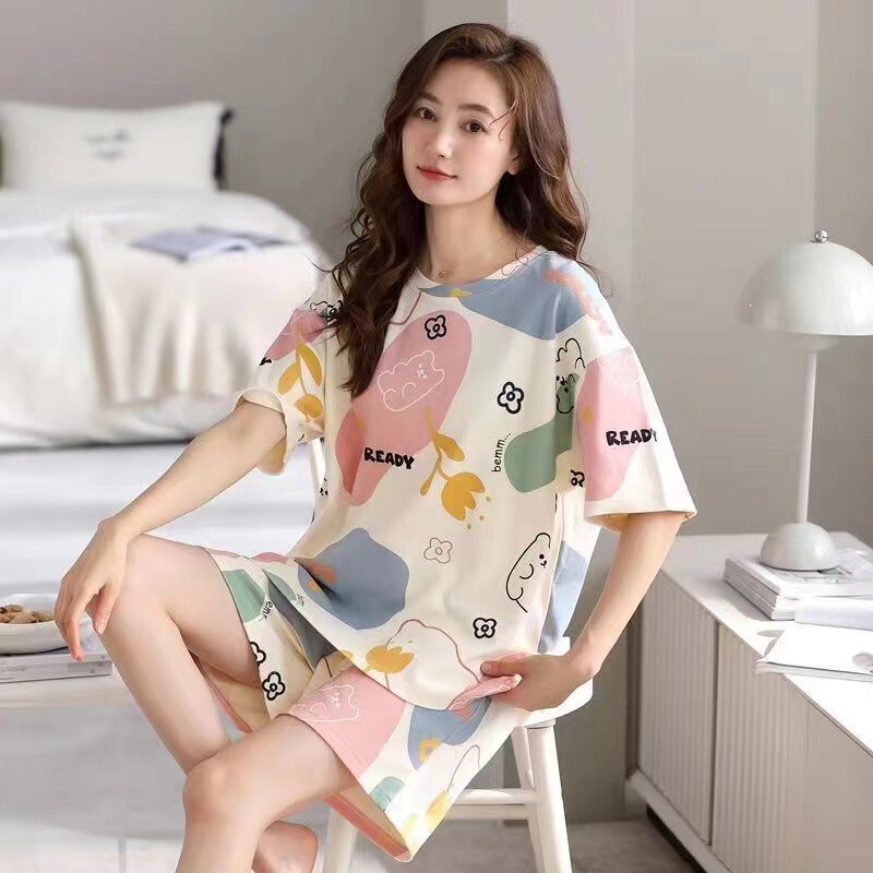 Large wholesale pajamas women's summer short sleeve thin sweet girl student suit cute plus size summer homewear