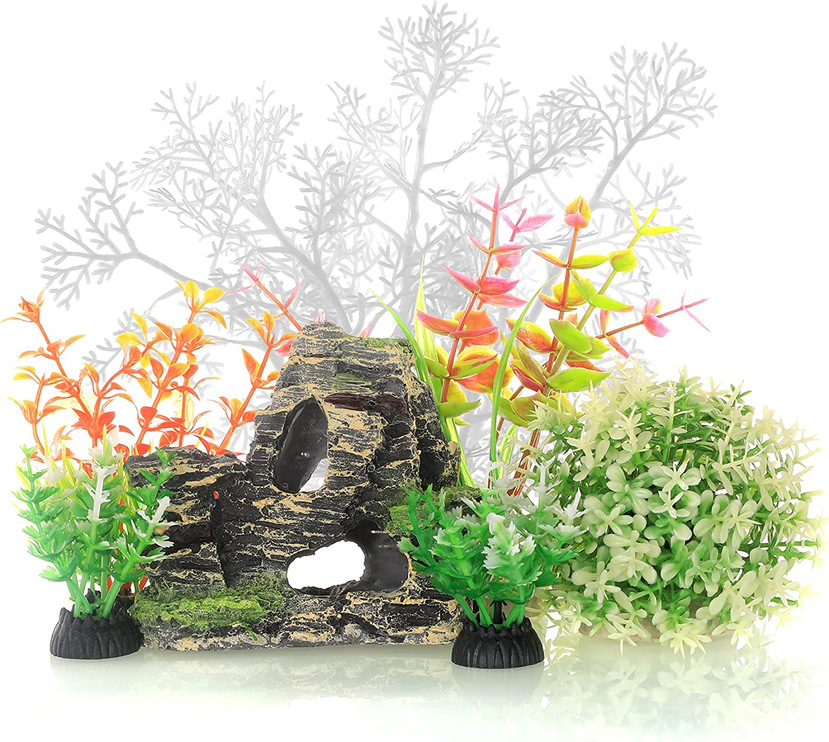 Acuario paisaje decoración simulación plantas acuáticas simulación planta decoración pecera plástico plantas acuáticas 8 plantas acuáticas mixtas traje