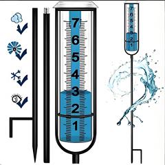 屋外の正確な測定器錬鉄製雨量計庭のテラスや芝生に適したデジタル大きな高さ調節可能
