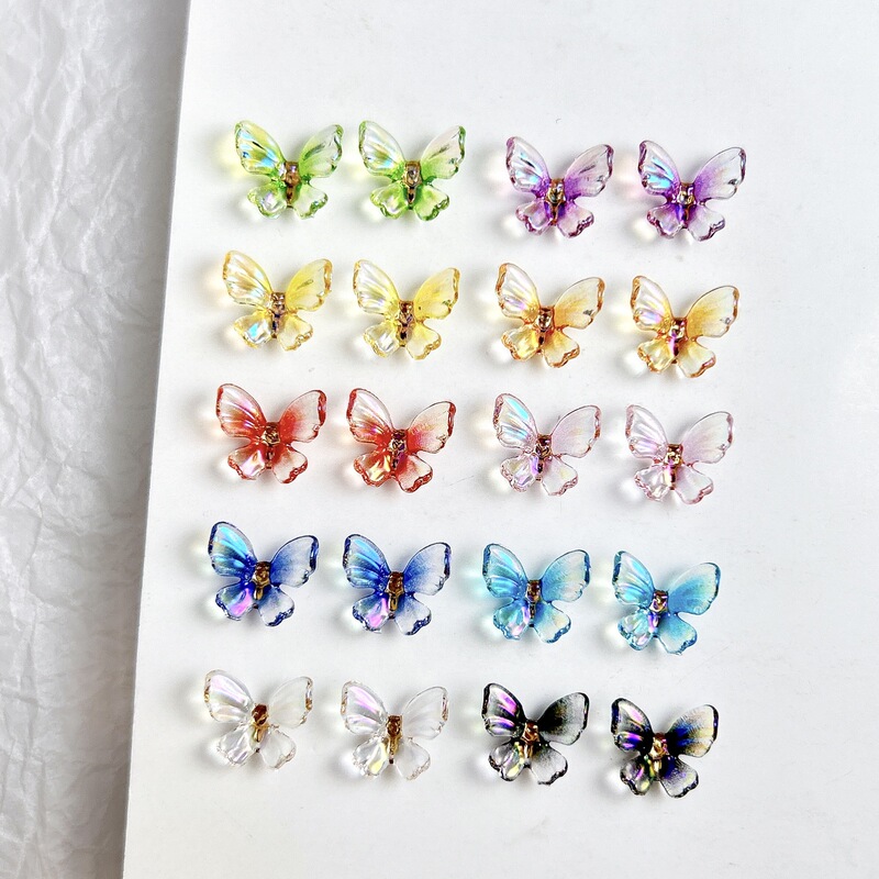 Net red explosion manicure jewelry aurora magic color three-dimensional resin gradient butterfly nail special accessories wholesale