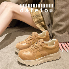 DaFeiOu top-layer cowhide thick-soled training shoes for women, 2024 spring new style, all-leather sports-style women's shoes