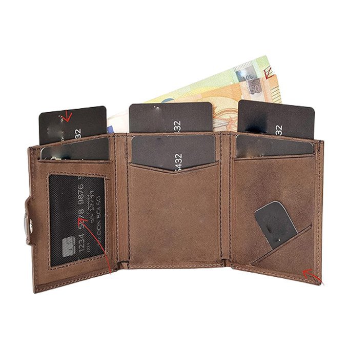 Amazon corto con cremallera RFID anti-robo cartera de tarjetas múltiples cartera cartera de caballo loco cartera de hombre